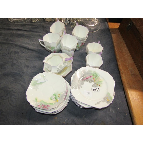 1814 - ART DECO SHELLEY TEAWARES, CUPS 7CM H