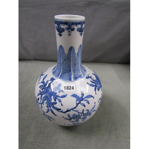 1824 - ORIENTAL B&W VASE OF BALUSTER FORM, SEAL MARK TO BASE, 38CM H