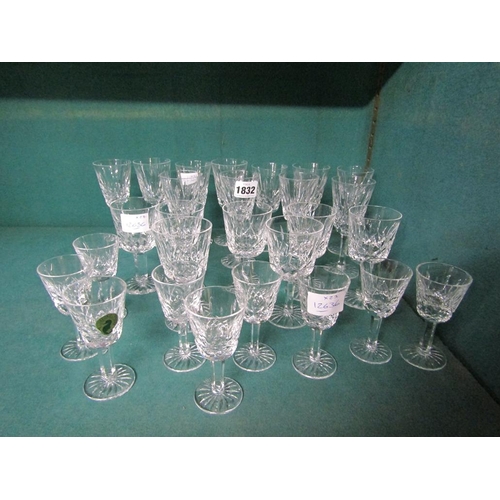 1832 - COLLECTION OF WATERFORD CRYSTAL LIZMORE SHERRY LIQUEUR AND PORT GLASSES - LARGEST 13.5CM H