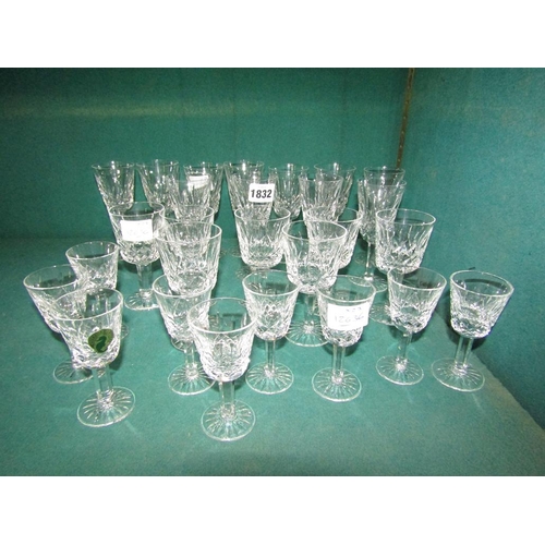 1832 - COLLECTION OF WATERFORD CRYSTAL LIZMORE SHERRY LIQUEUR AND PORT GLASSES - LARGEST 13.5CM H