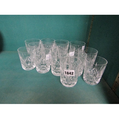 1842 - COLLECTION OF WATERFORD CRYSTAL TUMBLERS GLASSES, LARGEST 9CM H