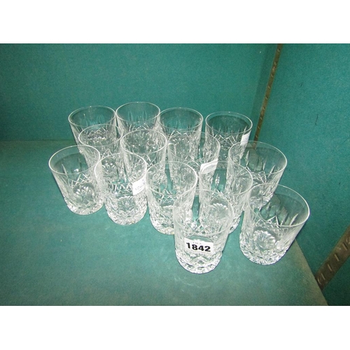 1842 - COLLECTION OF WATERFORD CRYSTAL TUMBLERS GLASSES, LARGEST 9CM H