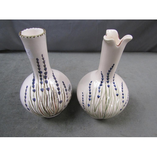 1851 - PAIR OF FRENCH FAIENCE VASES DECORATED WITH LAVENDER, 25CM H