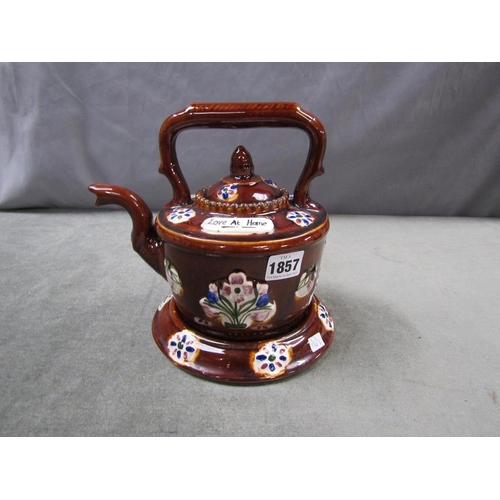 1857 - BAGREWARE TEAPOT AND STAND, 22CM H