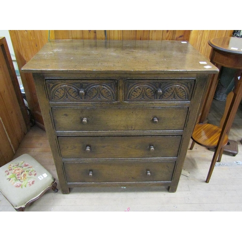 1872 - EARLY 20C OAK CHEST OF TWO SHORT AND THREE LONG DRAWERS, 92CM W, 96CM H