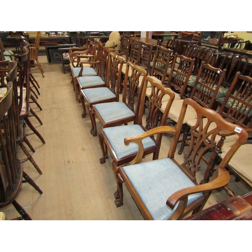 1890 - MATCHED SET OF SIX (4+2) MAHOGANY FRAMED MID GEORGIAN STYLE DINING CHAIRS