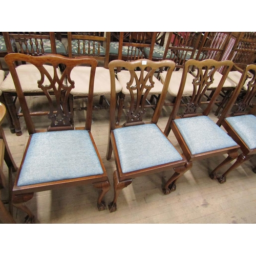 1890 - MATCHED SET OF SIX (4+2) MAHOGANY FRAMED MID GEORGIAN STYLE DINING CHAIRS