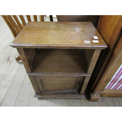 1896 - 20C OAK BEDSIDE CUPBOARD WITH OPEN SHELF, 54CM W, 70CM H