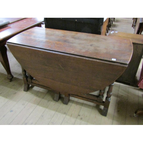 1899 - PERIOD OAK OVAL 17C STYLE GATELEG TABLE, 142CM W