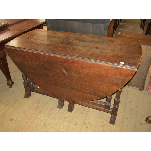 1899 - PERIOD OAK OVAL 17C STYLE GATELEG TABLE, 142CM W