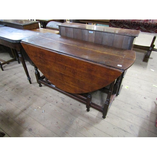 1900 - LATE 18C/EARLY 19C OAK TWIN FLAP OVAL GATE TABLE, 130CM W, 74CM H