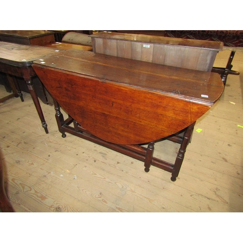 1900 - LATE 18C/EARLY 19C OAK TWIN FLAP OVAL GATE TABLE, 130CM W, 74CM H