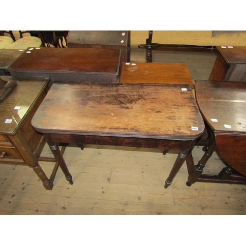 1902 - 19C MAHOGANY FOLD OVER TEA TABLE, 92CM W