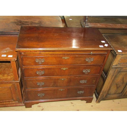 1910 - EDWARDIAN PERIOD MAHOGANY, MID GEORGIAN STYLE, SMALL CHEST OF FOUR LONG GRADUATED DRAWERS WITH SLIDE... 