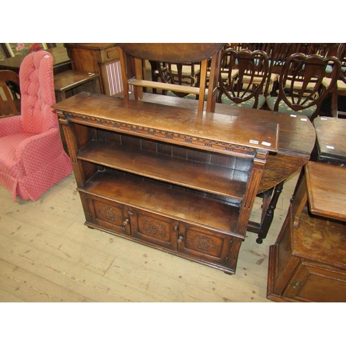 1912 - CONTEMPORARY OAK STANDING OPEN BOOKSHELF WITH BASE CUPBOARDS, 104CM W, 86CM H