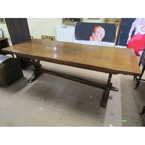 1914 - OAK REFECTORY DINING TABLE, 226CM W, 96CM F