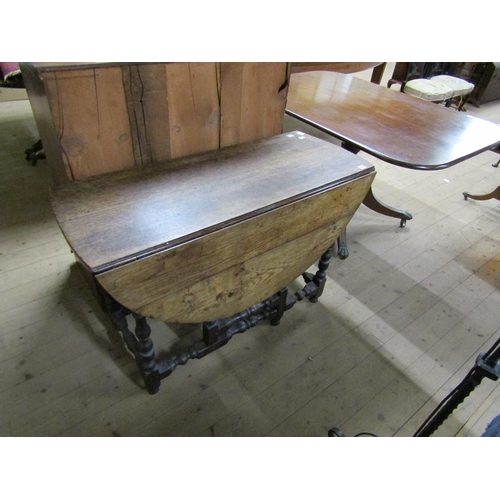 1919 - LATE 17C/EARLY 18C OAK OVAL GATELEG TABLE, 110CM W, 74CM H