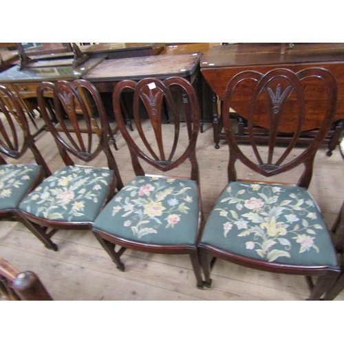 1930 - SET OF SIX (4+2) GEORGIAN STYLE MAHOGANY DINING CHAIRS WITH SHEILD SHAPED BACKS - ONE CHAIR REQUIRES... 