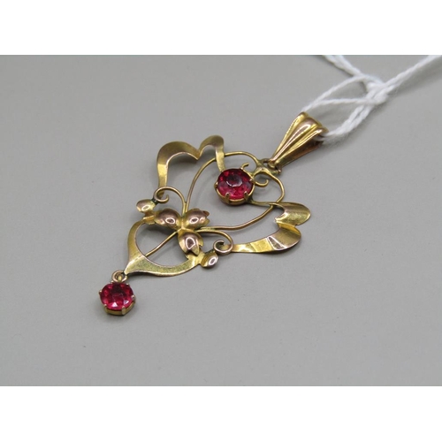 1570 - 9ct GOLD RUBY SET PENDANT