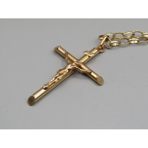 1574 - COLLECTION 9ct GOLD INC. CHAINS, CRUCIFIX AND RING - 13g