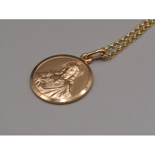 1577 - 9ct GOLD HOLY MOTHER PENDANT AND CHAIN