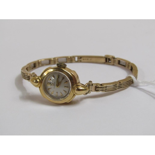 1583 - OMEGA 18ct GOLD LADIES WATCH, WITH 18ct GOLD MOVEMENT AND 9ct GOLD STRAP, TOTAL 16.9g