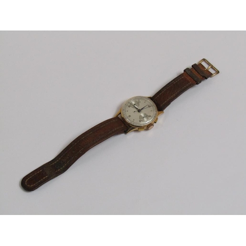 1584 - 18ct GOLD GENTS CHRONOMETER WITH A LEATHER STRAP -