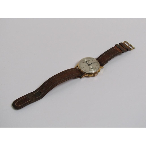 1584 - 18ct GOLD GENTS CHRONOMETER WITH A LEATHER STRAP -