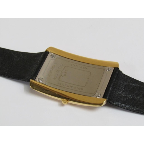 1589 - MOVADO GENTS WATCH WITH CURVED CASE AND BLACK LEATHER STRAP