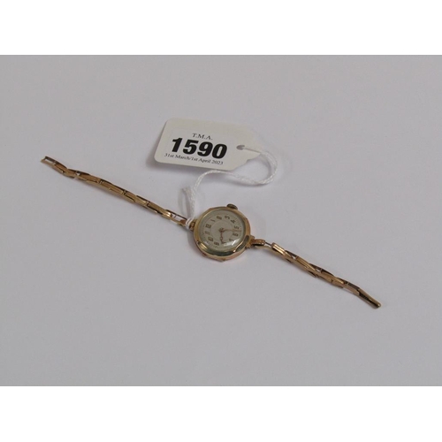 1590 - 9ct GOLD LADIES WATCH