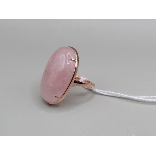 1598 - ROSE GOLD GILT ROSE QUARTZ SET RING