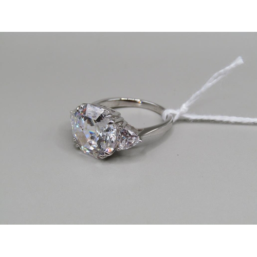 1608 - SILVER SIMULATED DIAMOND RING SIZE M 1/2