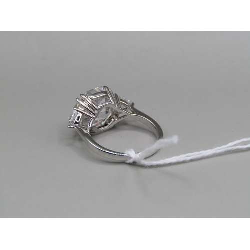 1608 - SILVER SIMULATED DIAMOND RING SIZE M 1/2