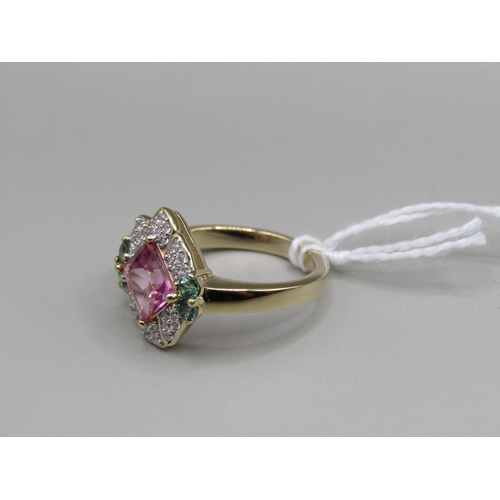 1610 - SILVER GILT PINK MYSTIC TOPAZ TOURMALINE RING