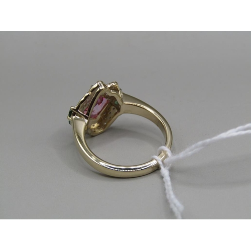 1610 - SILVER GILT PINK MYSTIC TOPAZ TOURMALINE RING