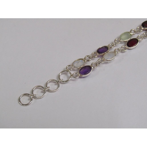 1626 - SILVER MOONSTONE AMETHYST GEM SET BROOCH