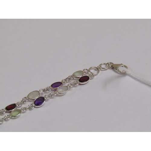 1626 - SILVER MOONSTONE AMETHYST GEM SET BROOCH