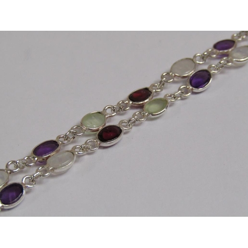 1626 - SILVER MOONSTONE AMETHYST GEM SET BROOCH