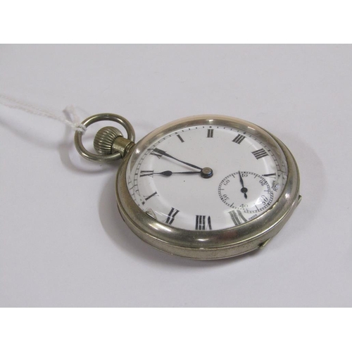 1634 - WHITE METAL CASED POCKET WATCH, CASE MARKED HELVETIA