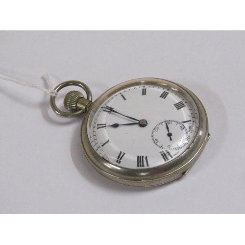 1634 - WHITE METAL CASED POCKET WATCH, CASE MARKED HELVETIA