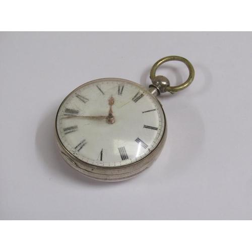 1637 - EARLY 19c VERGE SILVER CASED POCKET WATCH WITH OUTER CASE, THE GILT METAL WATCH MOVEMENT MARKED S&J ... 