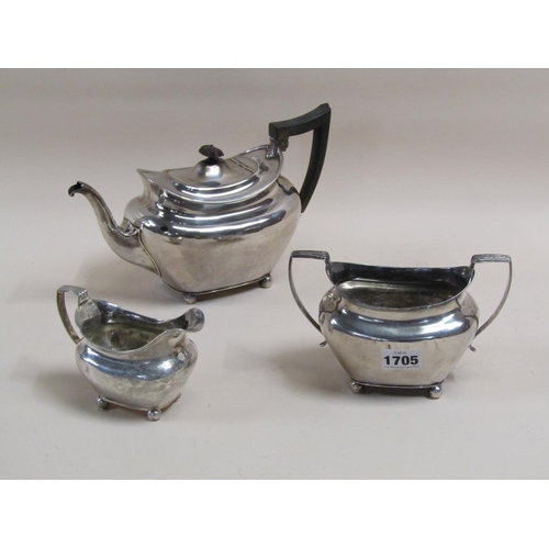 1705 - SILVER THREE PIECE TEA SERVICE 29.6oz