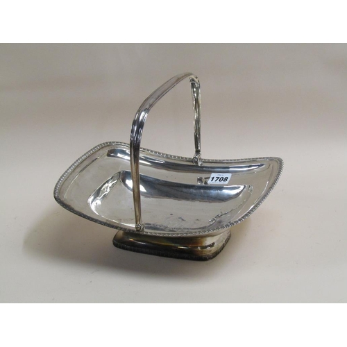 1708 - SILVER FRUIT BASKET WITH SWING HANDLE 25.8oz - 28cms W