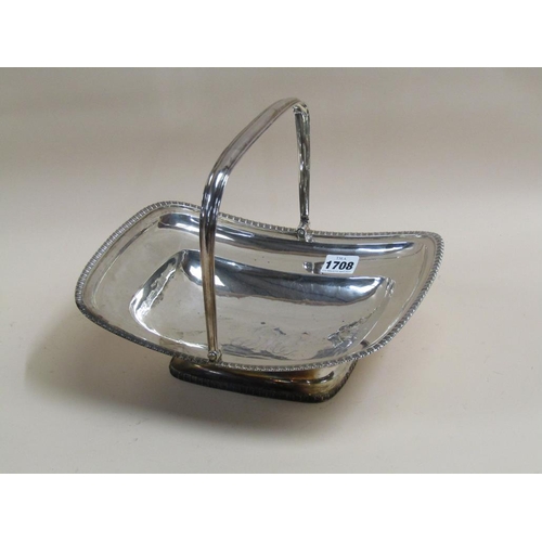 1708 - SILVER FRUIT BASKET WITH SWING HANDLE 25.8oz - 28cms W