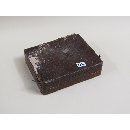 1739 - SILVER MOUNTED BRUSH AND MANICURE TRAVELLING BOX