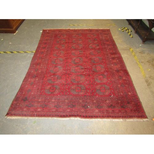 1921 - ORIENTAL WOOLLEN RED GROUND CARPET, 280CM X 210CM