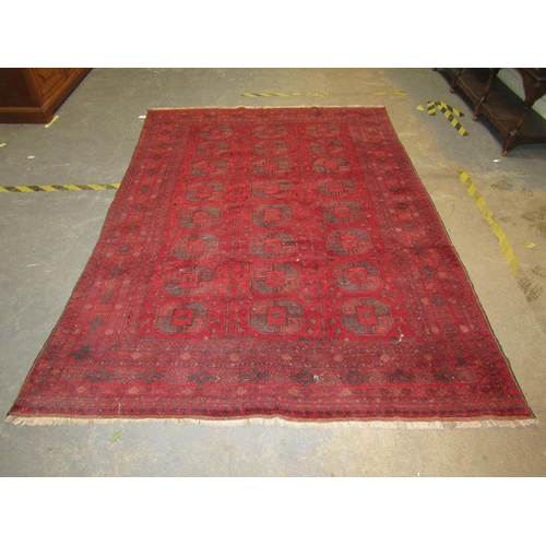 1921 - ORIENTAL WOOLLEN RED GROUND CARPET, 280CM X 210CM