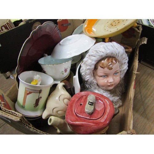 267 - BOX OF MIXED CERAMICS TO INCL PORCELAIN BUST