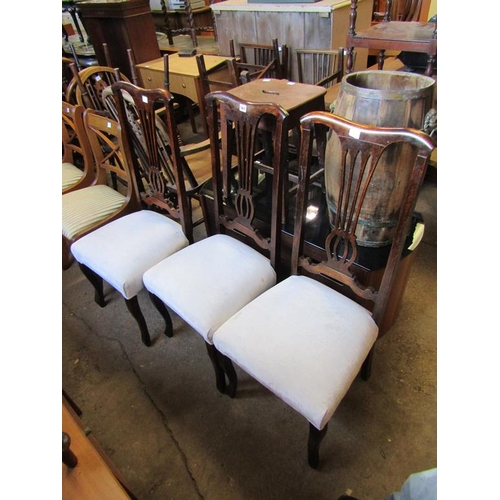 567 - THREE EDWARDIAN MAHOGANY DINING CHAIRS