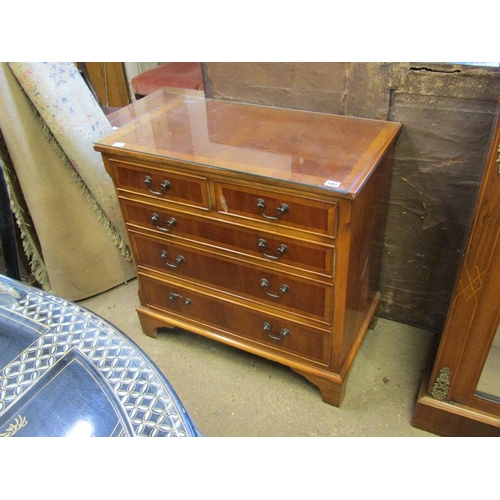 592 - REPRO YEW WOOD CHEST OF DRAWERS